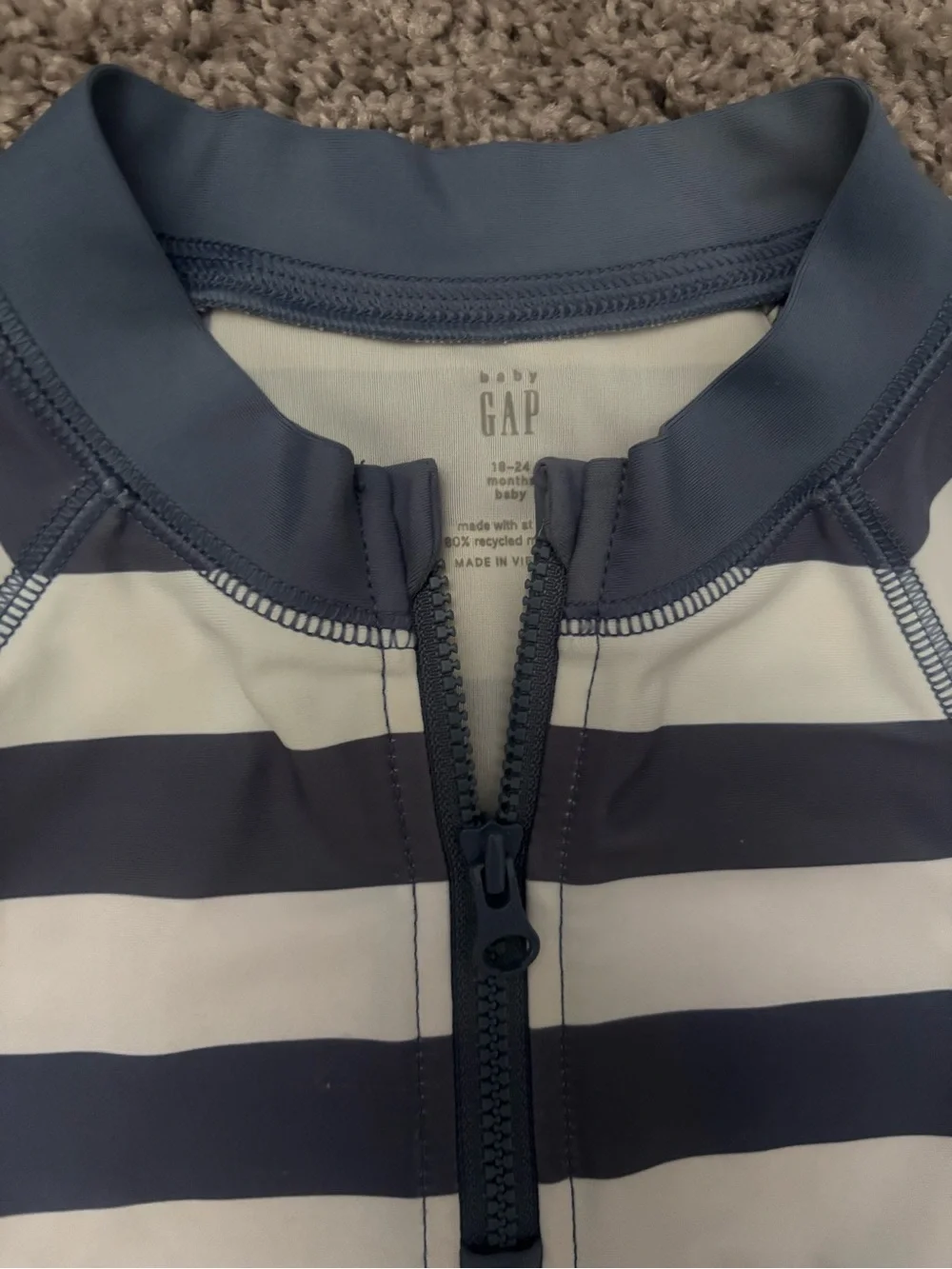 GAP Kids Navy & White Striped Long-Sleeve Rashguard